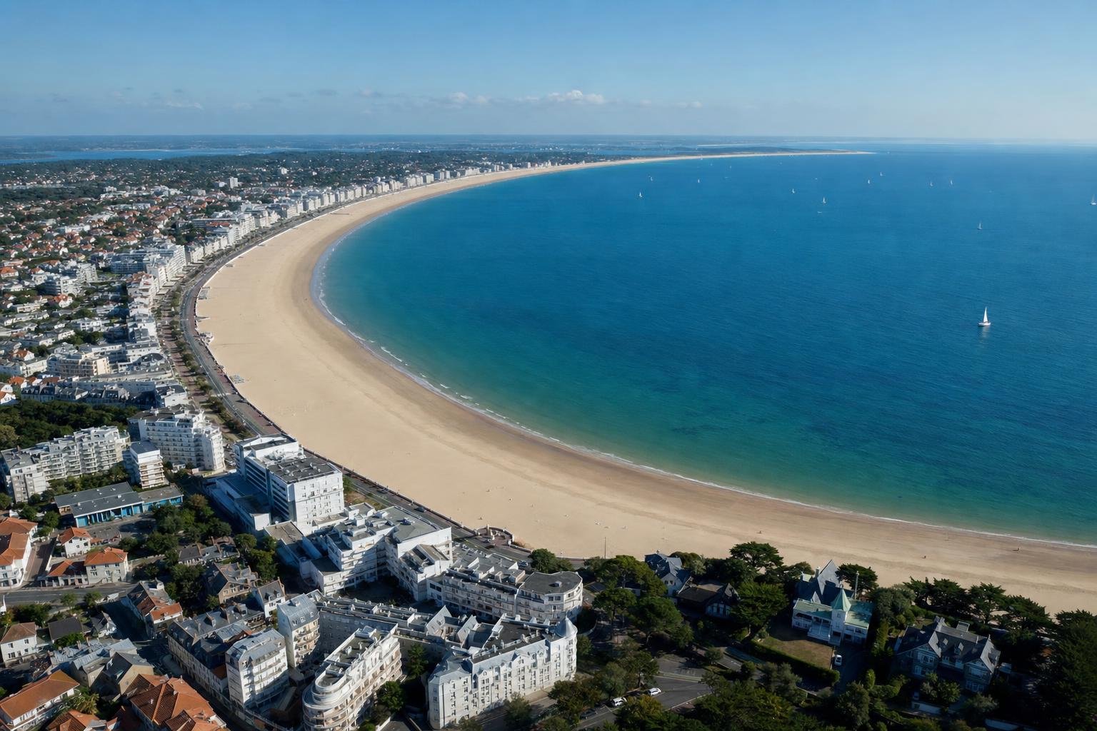 Vue aérienne de la baie et de la plage de La Baule — chauffeur privé VTC Breizh Atlantique
