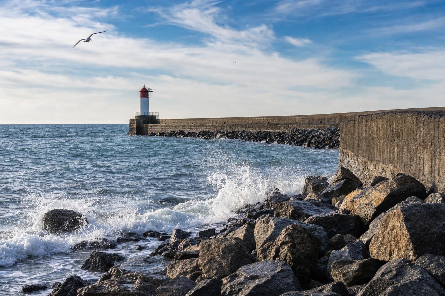 Vue aérienne du littoral et de la plage de Saint-Nazaire — chauffeur privé VTC Breizh Atlantique